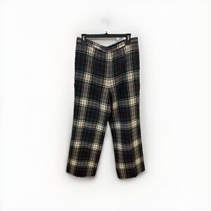 Vintage Pendleton Pants Womens Medium Plaid Wool Wide Leg Made in USA 70s Retro